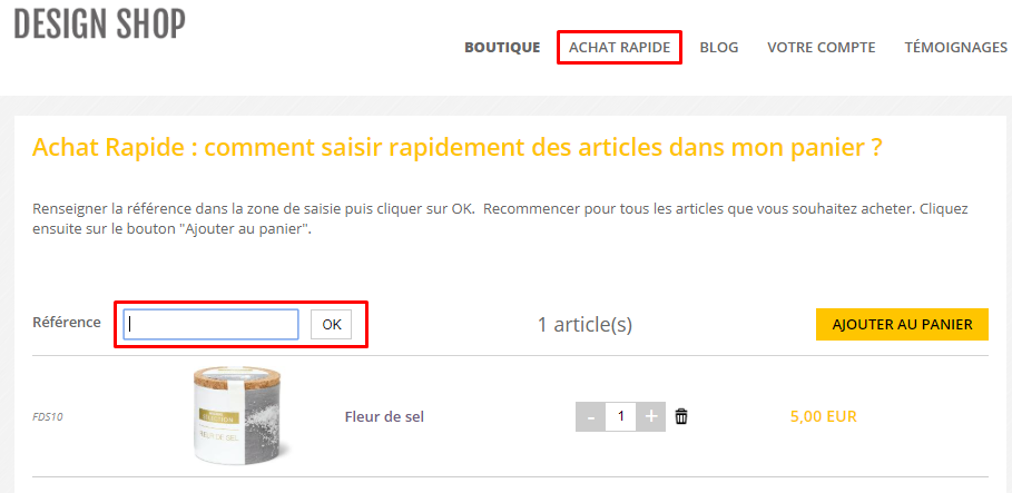 Commande par SKU