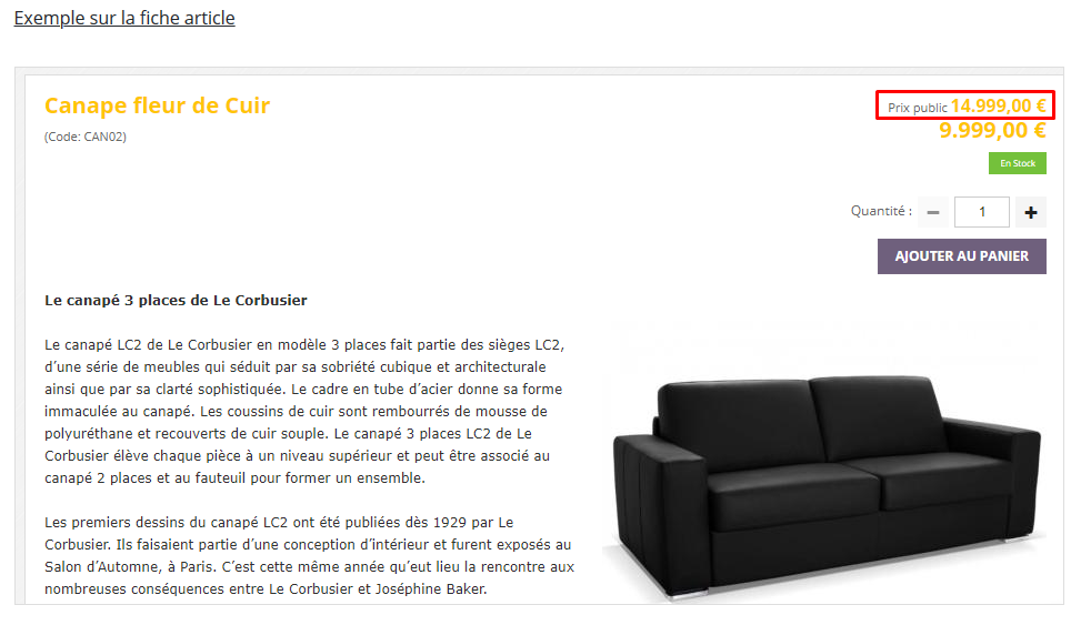Prix de vente conseillé