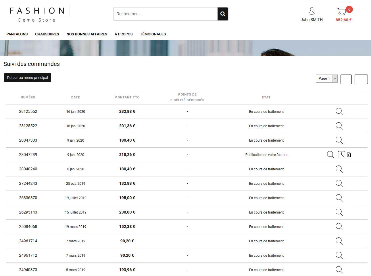 Bouton 'Mon compte' personnalisé