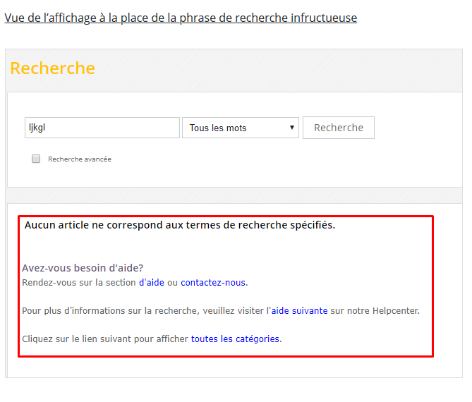 Personnalisation de la page résultats de recherche