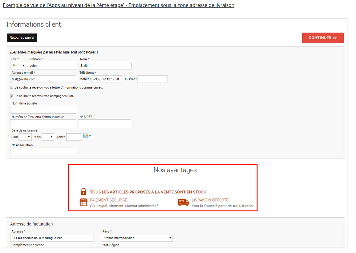 Personnalisation du panier d’achat