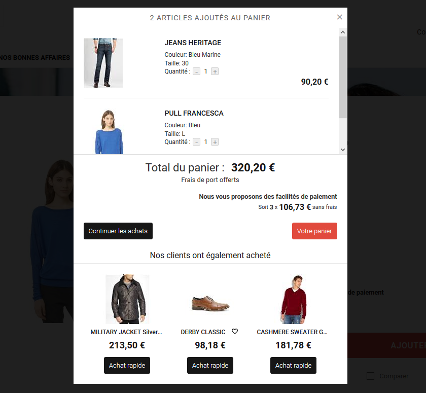 Panier d'achat dynamique