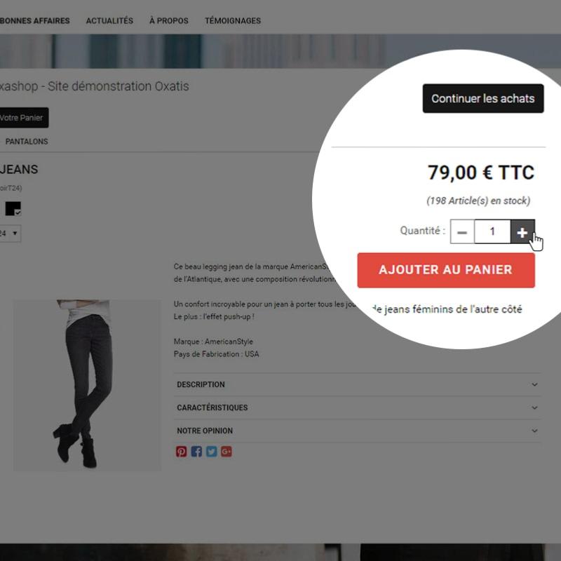 Quantité dans la fiche produit