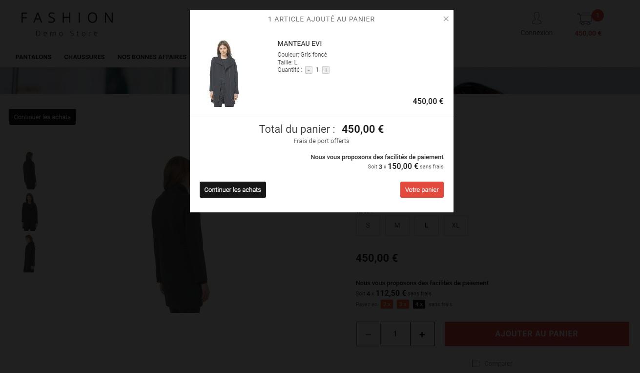 Affichage Paiement X fois