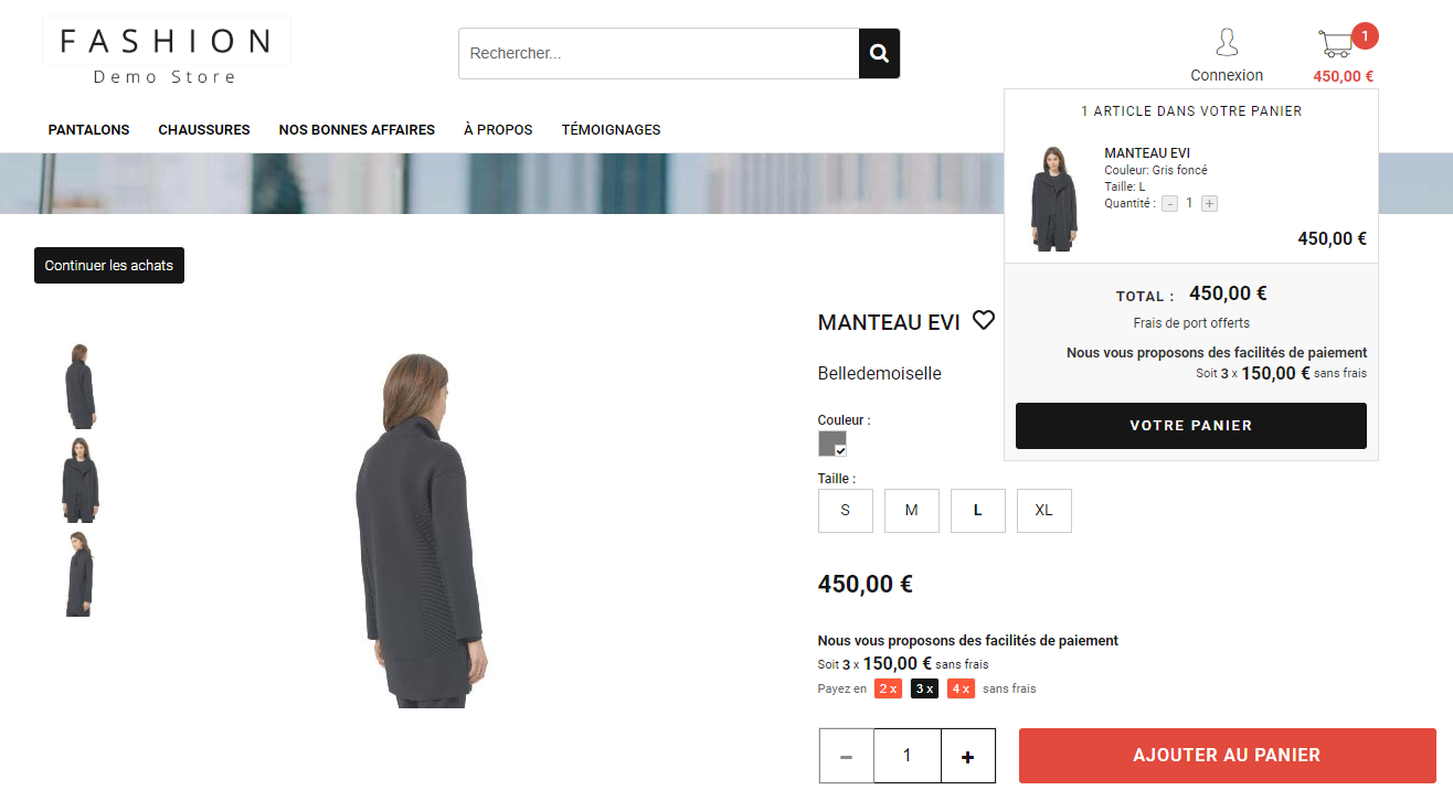 Affichage Paiement X fois