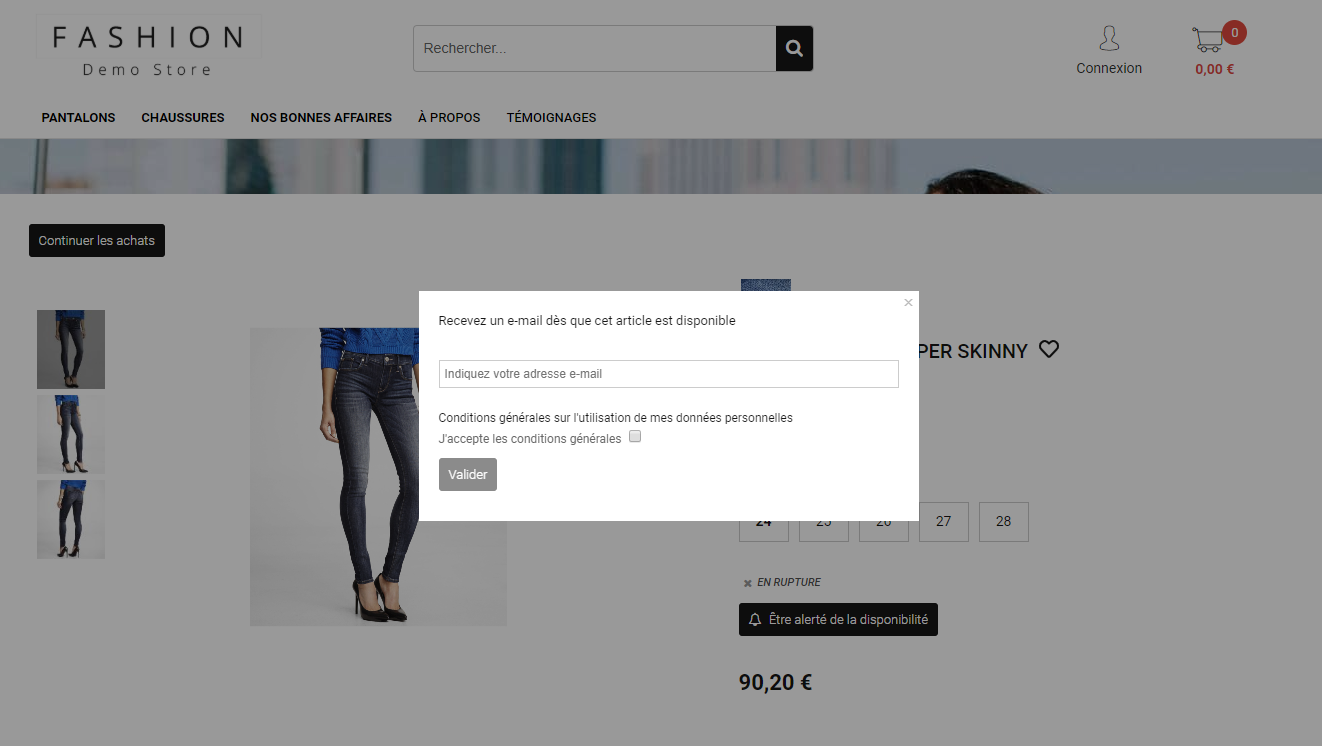 Alerte disponibilité produit