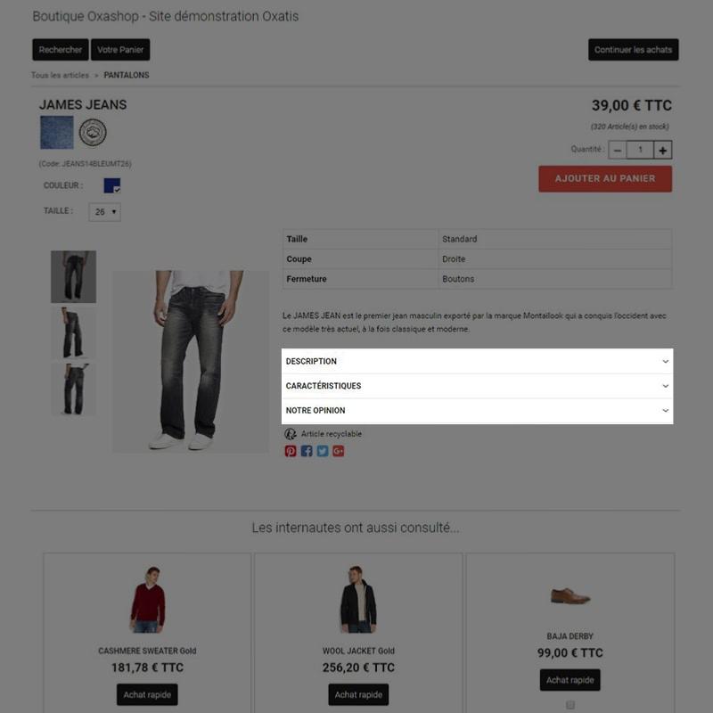 Onglets Produits