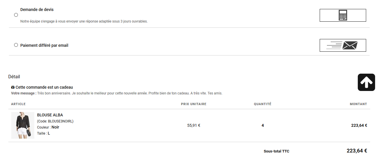 Commande cadeau