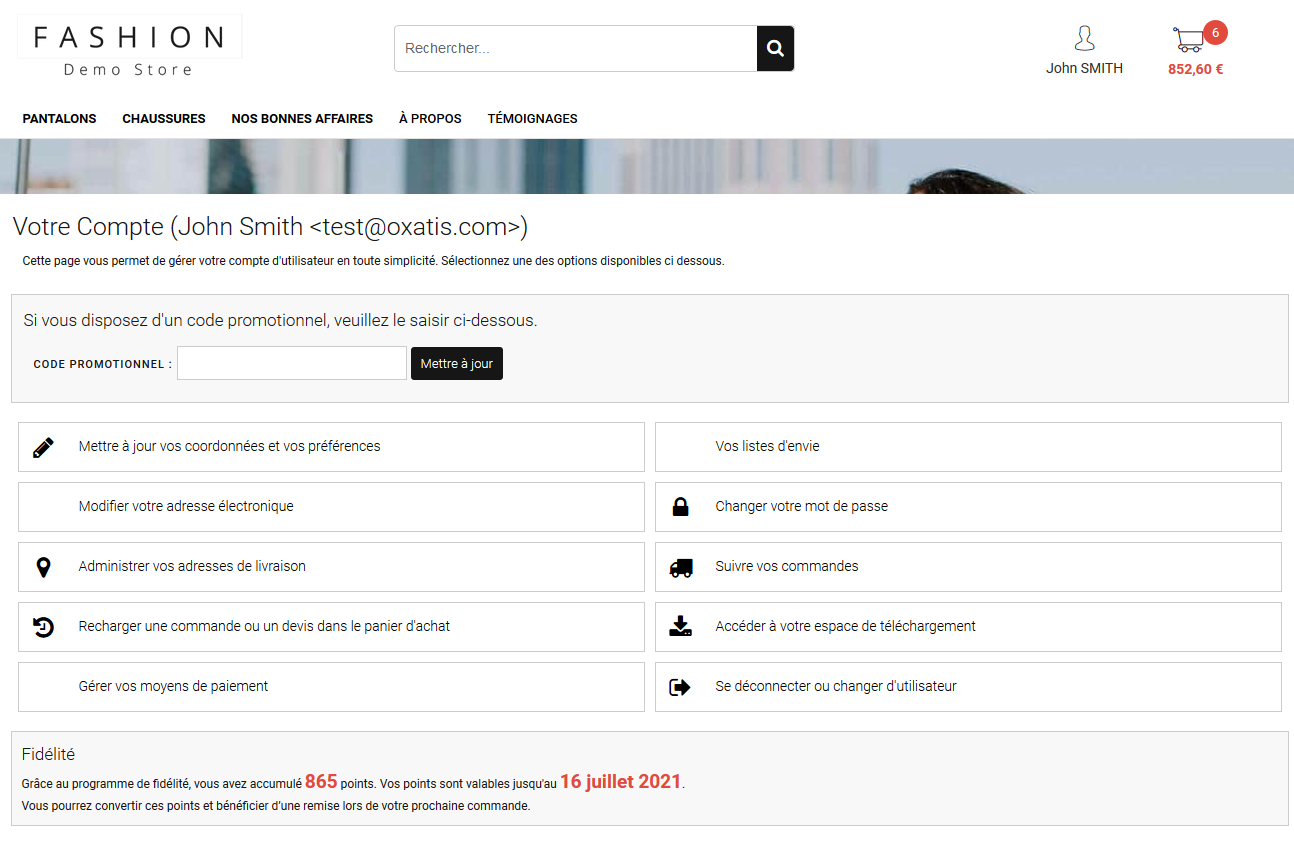 Bouton 'Mon compte' personnalisé