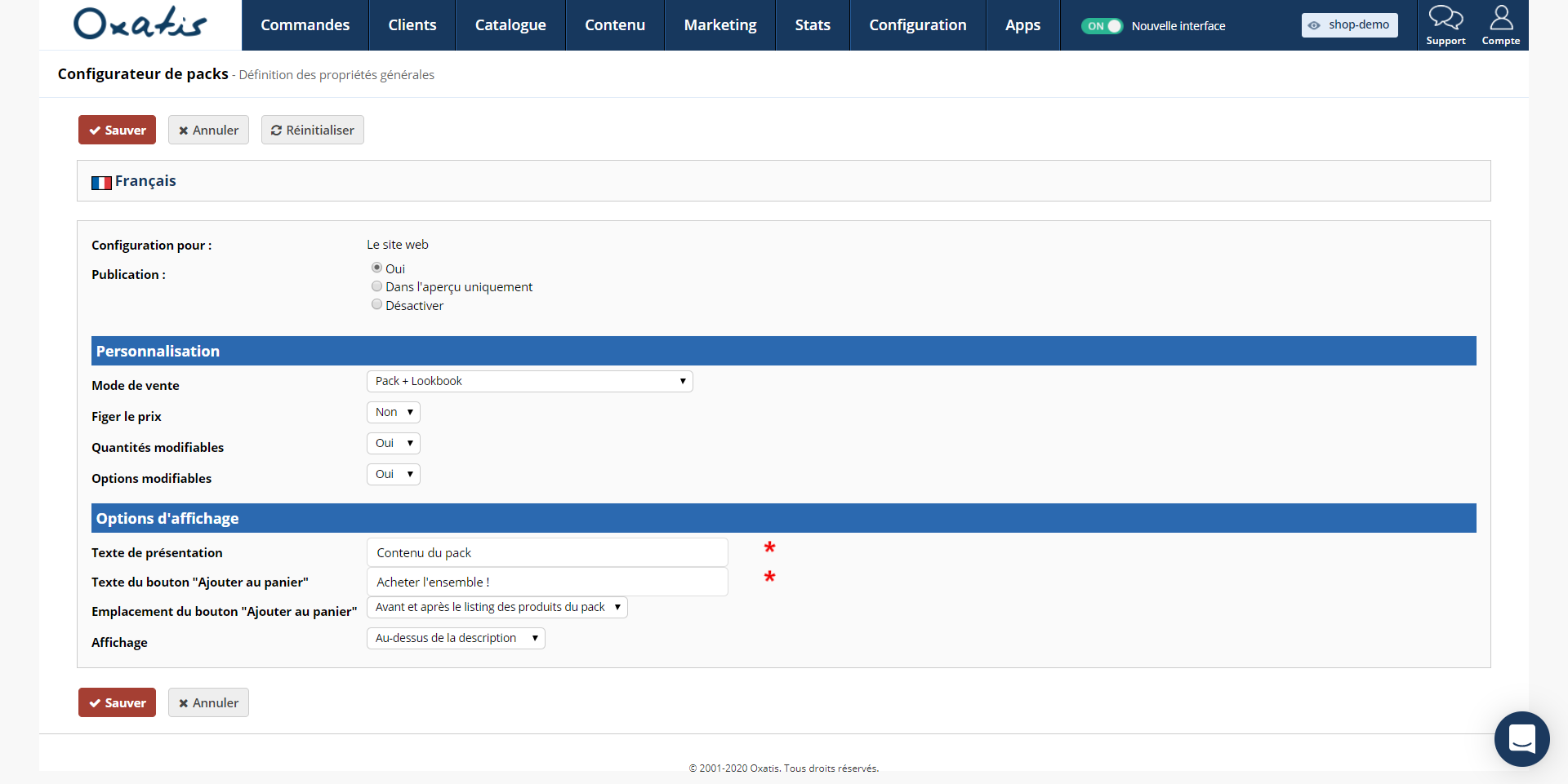 Configurateur de packs