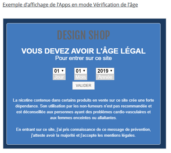 Pop-up d'avertissement