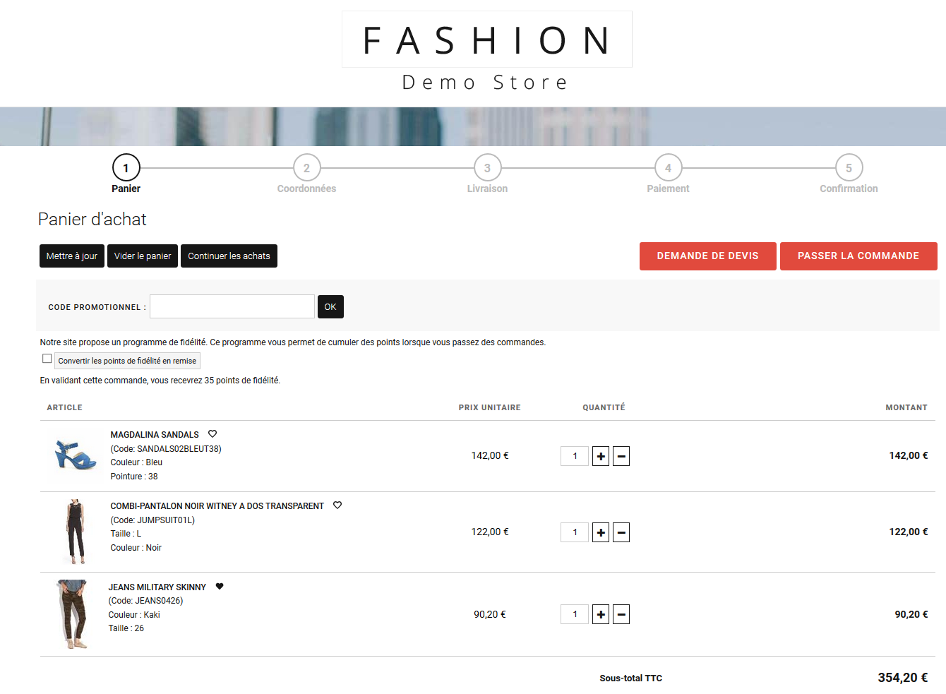 Etapes de commande