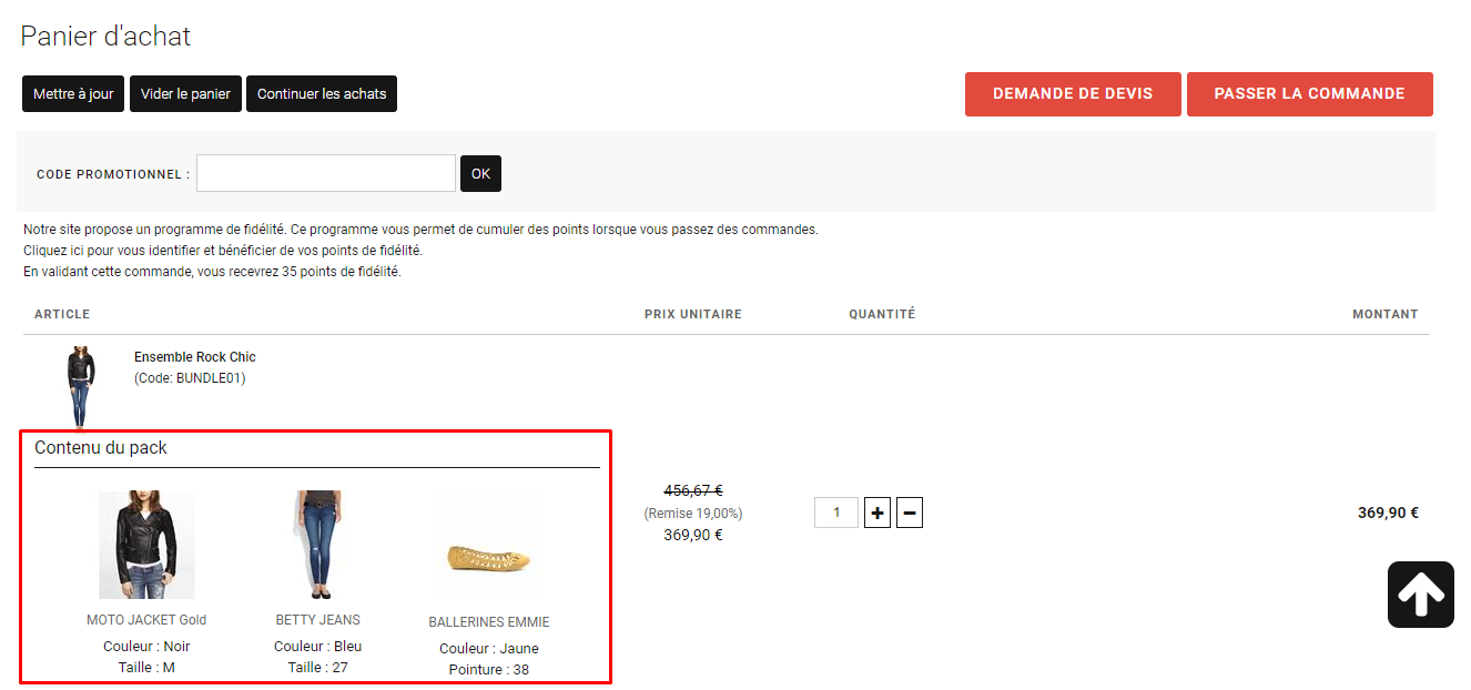 Détails des packs
