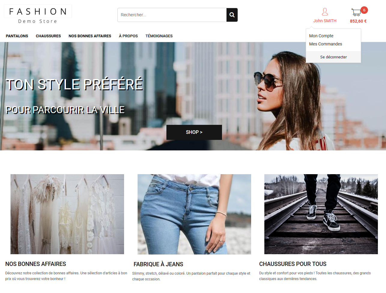 Bouton 'Mon compte' personnalisé