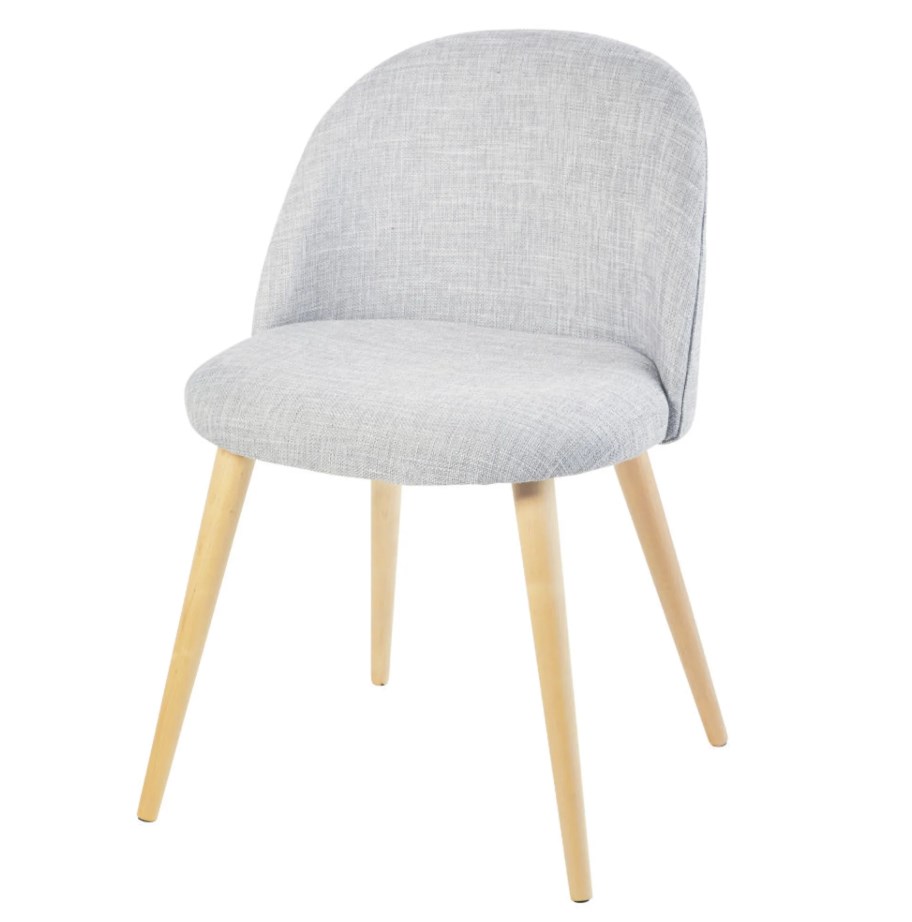 Chaise vintage gris clair chiné et bouleau