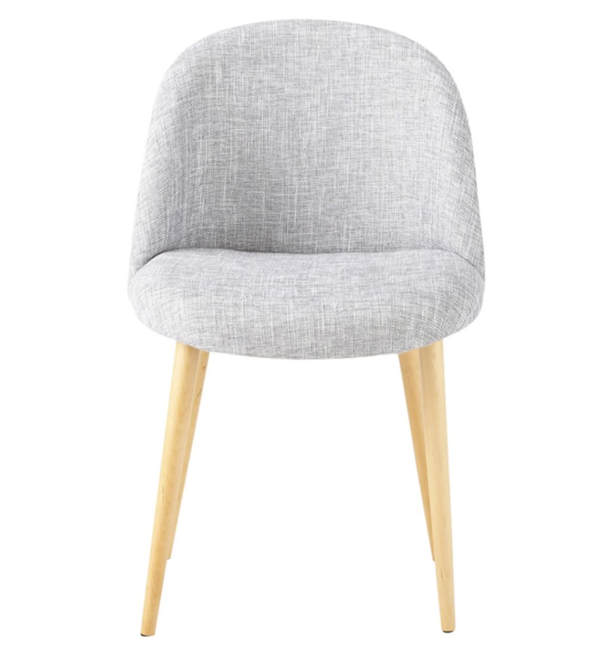 Chaise vintage gris clair chiné et bouleau