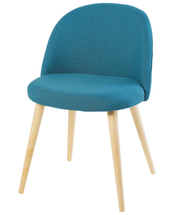Chaise vintage gris clair chiné et bouleau
