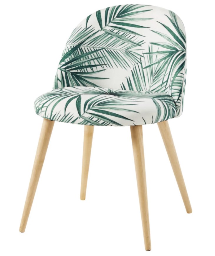 Chaise vintage gris clair chiné et bouleau