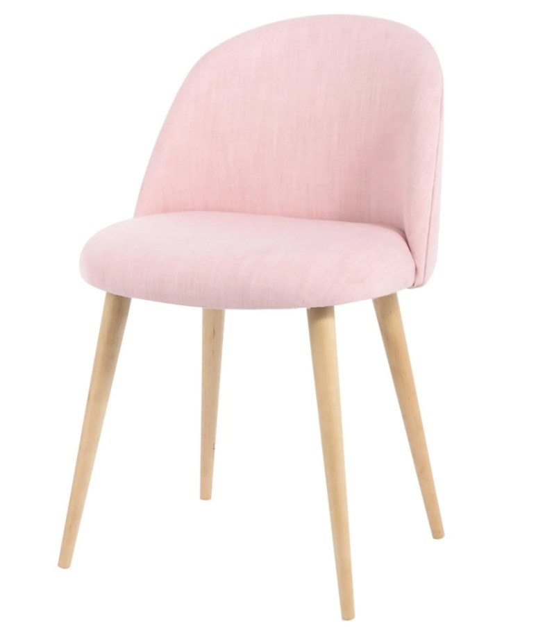 Chaise vintage gris clair chiné et bouleau