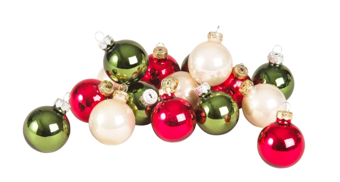 Boîte 16 boules de Noël en verre multicolore